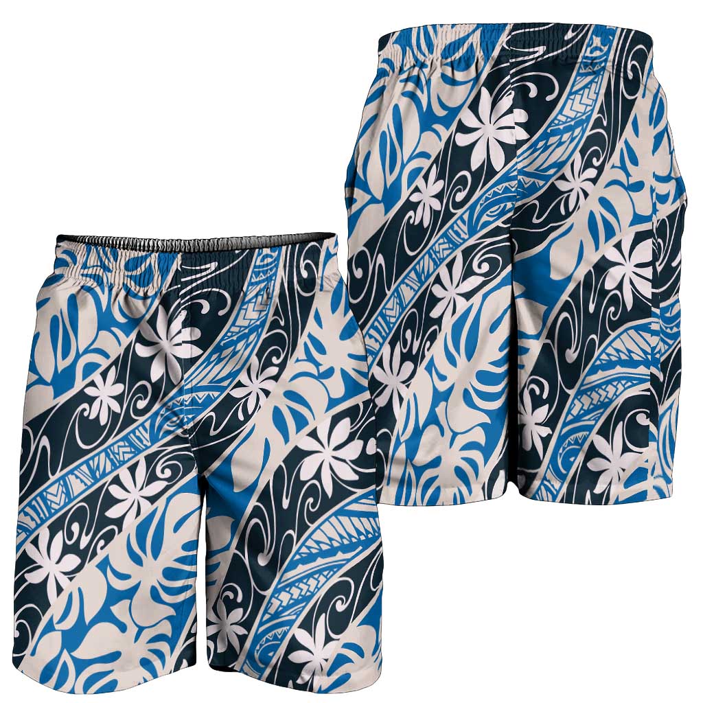 Ninamu Tahiti Tiare Monstera Shorts for Men Polynesian Pattern Curve Style LT01 - Polynesian Pride