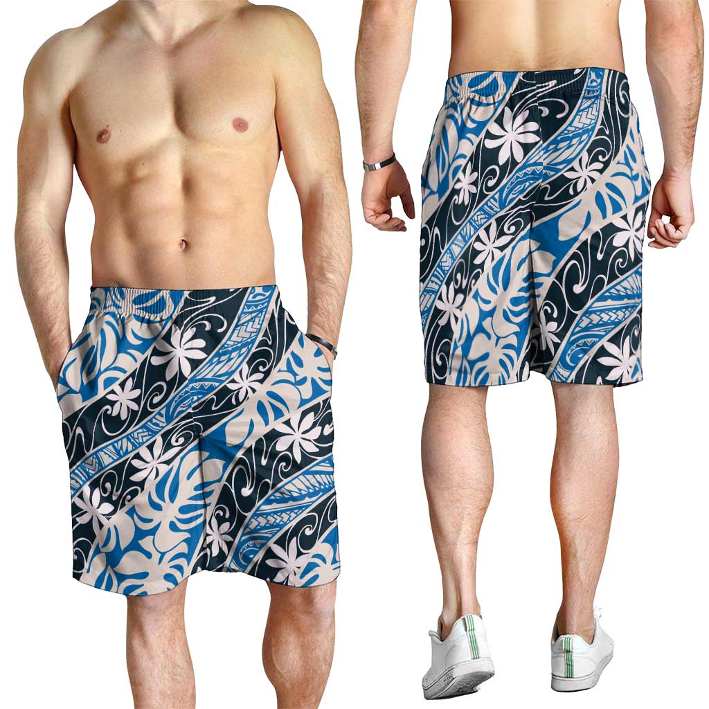 Ninamu Tahiti Tiare Monstera Shorts for Men Polynesian Pattern Curve Style LT01 - Polynesian Pride