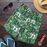 Norfolk Island Meri Krismas Shorts for Men Pacific Patchwork Xmas Vibes LT9 Green - Polynesian Pride