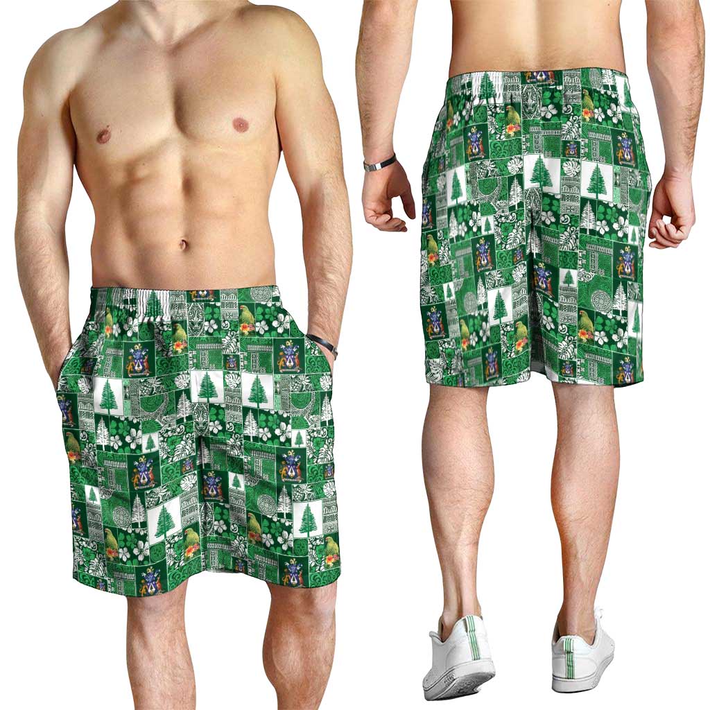Norfolk Island Meri Krismas Shorts for Men Pacific Patchwork Xmas Vibes LT9 - Polynesian Pride