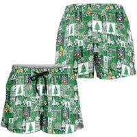 Norfolk Island Meri Krismas Shorts for Women Pacific Patchwork Xmas Vibes - Polynesian Pride