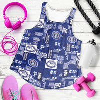Northern Mariana Islands Magof Nochebuena Women Racerback Tank Pacific Patchwork Xmas Vibes LT9 Blue - Polynesian Pride
