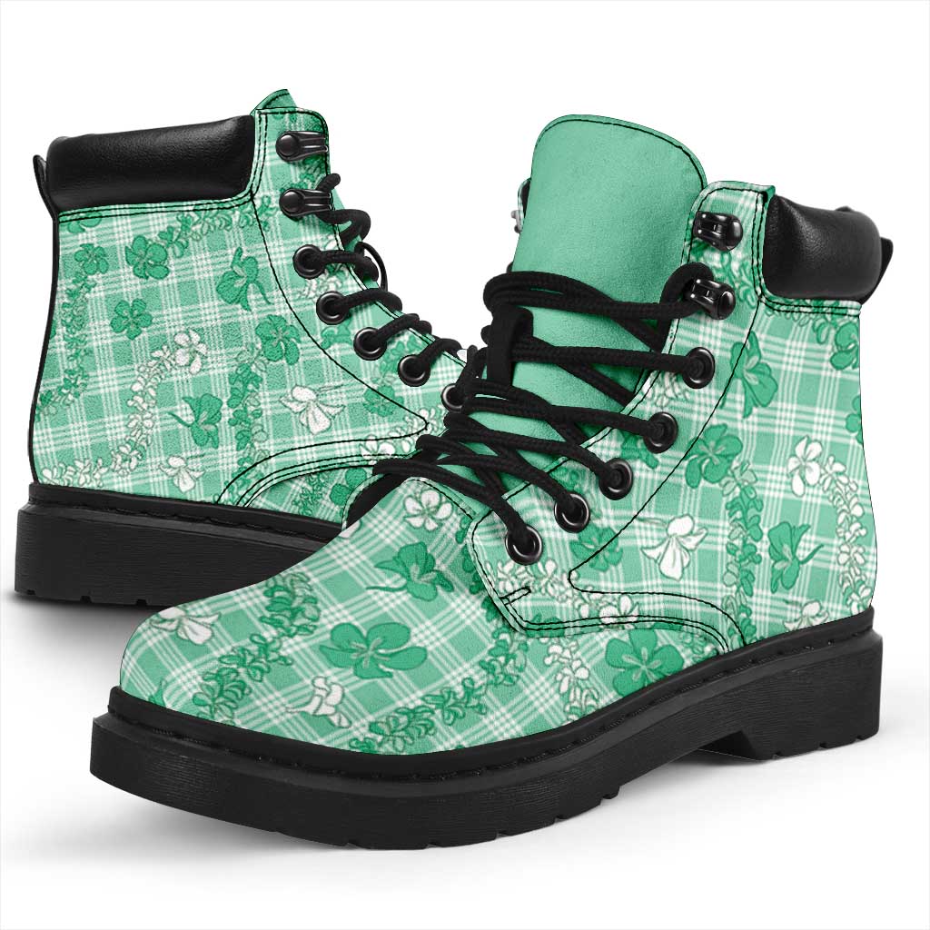 Omaomao Aloha Hawaii All Season Boots Plumeria Lei With Palaka Motif - Polynesian Pride