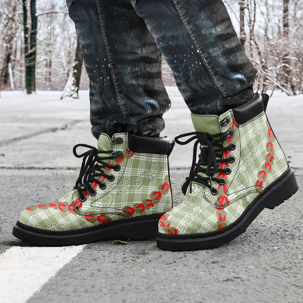 Omaomao Aloha Hawaii All Season Boots Rosebud Lei With Palaka Motif - Polynesian Pride