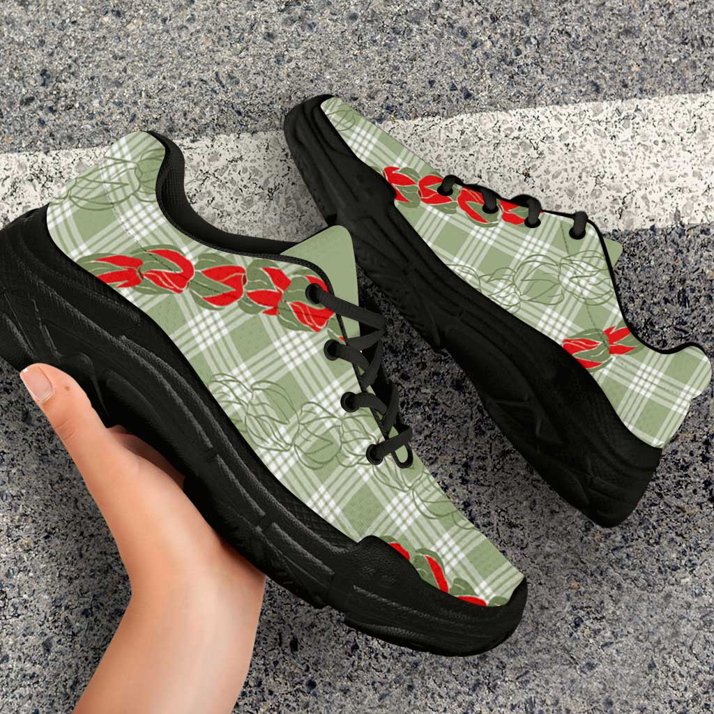 Omaomao Aloha Hawaii Chunky Sneakers Rosebud Lei With Palaka Motif - Polynesian Pride