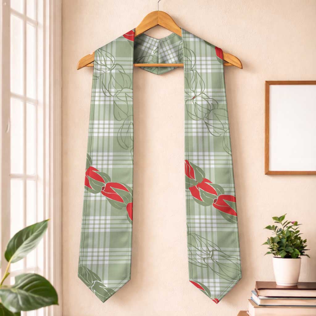 Omaomao Aloha Hawaii Graduation Stole Rosebud Lei With Palaka Motif - Polynesian Pride