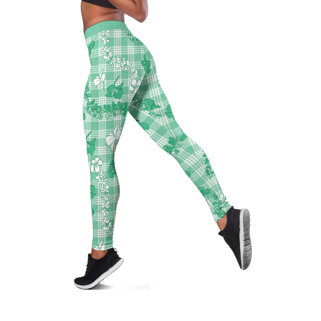 Omaomao Aloha Hawaii Leggings Plumeria Lei With Palaka Motif - Polynesian Pride