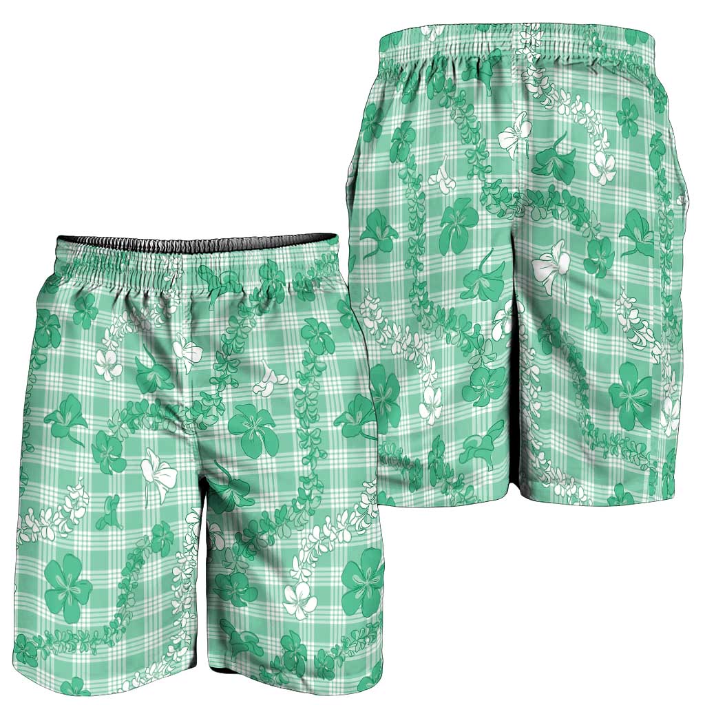 Omaomao Aloha Hawaii Shorts for Men Plumeria Lei With Palaka Motif - Polynesian Pride