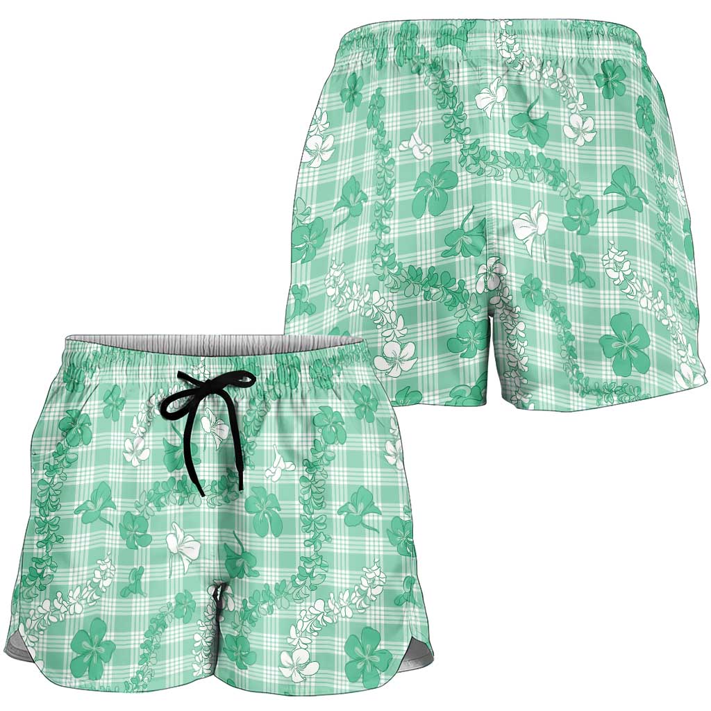 Omaomao Aloha Hawaii Shorts for Women Plumeria Lei With Palaka Motif LT14 - Polynesian Pride