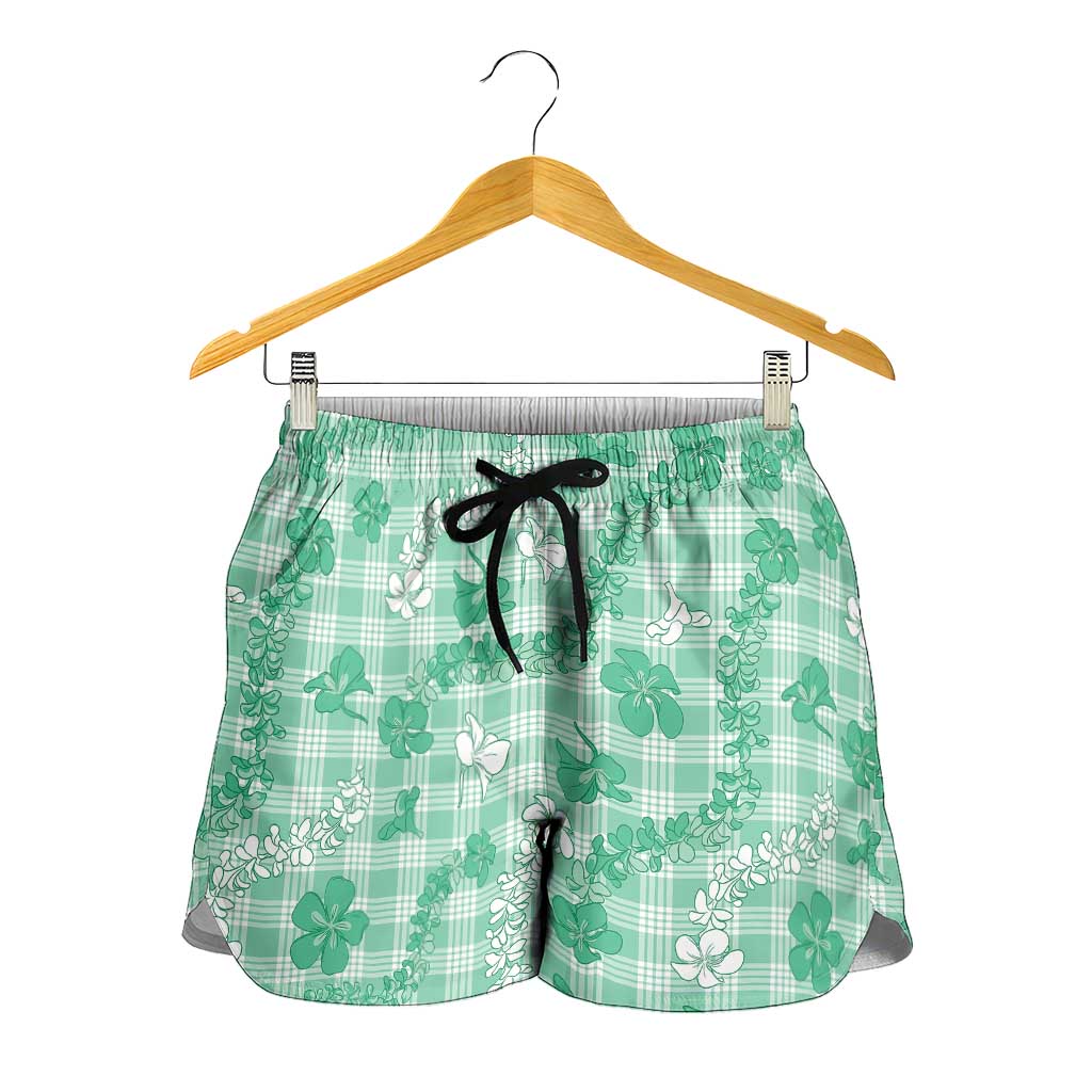 Omaomao Aloha Hawaii Shorts for Women Plumeria Lei With Palaka Motif LT14 - Polynesian Pride