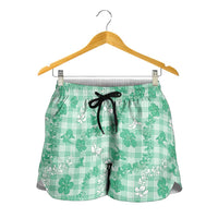 Omaomao Aloha Hawaii Shorts for Women Plumeria Lei With Palaka Motif LT14 - Polynesian Pride