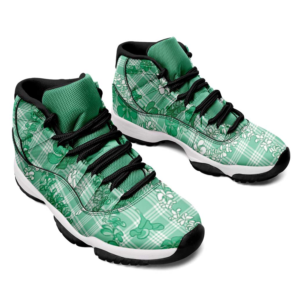 Omaomao Aloha Hawaii Sneakers J11 Plumeria Lei With Palaka Motif - Polynesian Pride