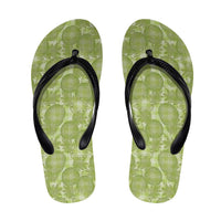 Omaomao Hawaii Breadfruit Palaka Motifs Flip Flops LT14 Green - Polynesian Pride