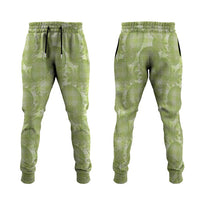 Omaomao Hawaii Breadfruit Palaka Motifs Jogger Pants LT14 Green - Polynesian Pride