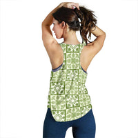 Omaomao Palaka Quilt Hawaii Women Racerback Tank Hawaiian Tropical Monstera Sea Turtle LT14 - Polynesian Pride