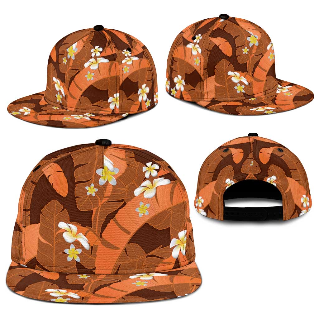 Orange Banana Leaf Hawaii Snapback Cap Lau Maia Plumeria Tropical Summer Vibes LT14 - Polynesian Pride
