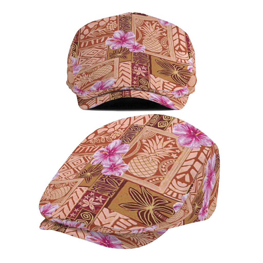 Orange Hawaii Hibiscus Tropical Flowers Motifs Jeff Hat - Polynesian Pride