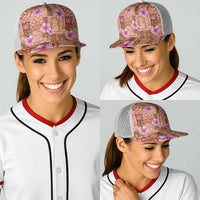 Orange Hawaii Hibiscus With Tropical Flowers Motifs Baseball Net Cap - Polynesian Pride