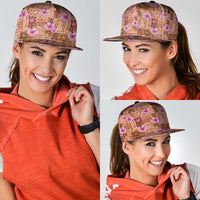 Orange Hawaii Hibiscus With Tropical Flowers Motifs Snapback Cap LT14 - Polynesian Pride