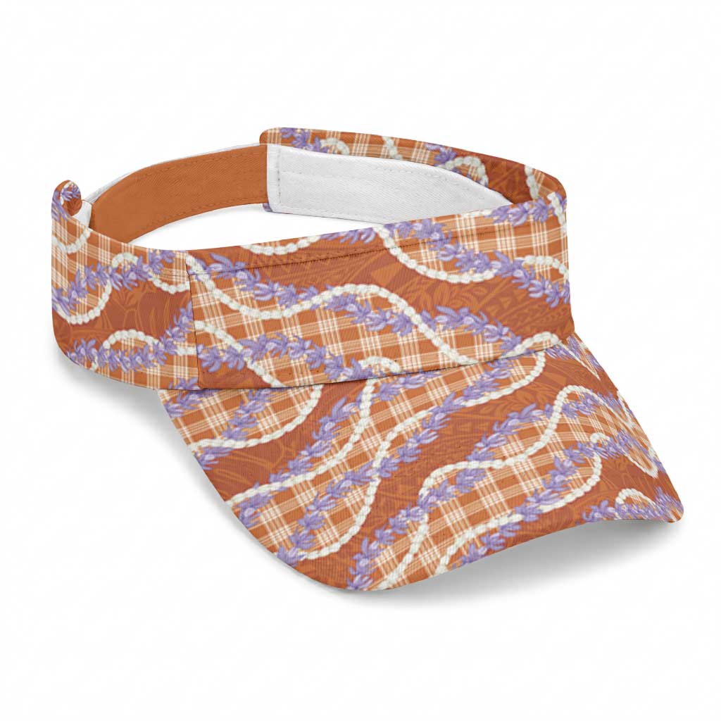 Orange Hawaii Palaka Honohono Pikake Sun Visor Cap Hawaiian Orchid Lei Polynesian Pattern