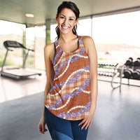 Orange Hawaii Palaka Honohono Pikake Women Racerback Tank Hawaiian Orchid Lei Polynesian Pattern LT14 - Polynesian Pride