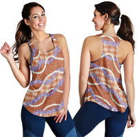 Orange Hawaii Palaka Honohono Pikake Women Racerback Tank Hawaiian Orchid Lei Polynesian Pattern LT14 - Polynesian Pride