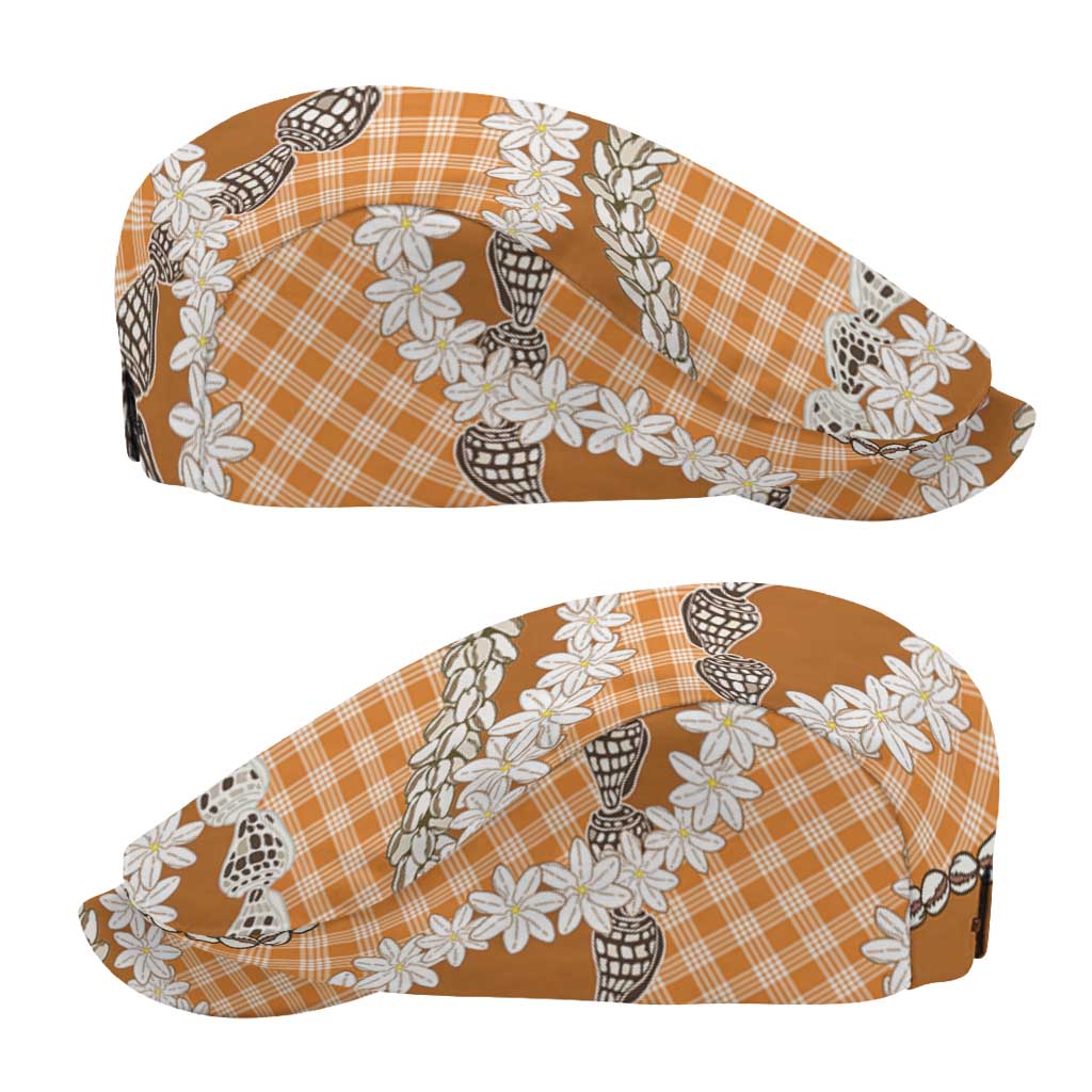 Orange Hawaii Tiare and Shell Lei Jeff Hat Hawaiian Palaka Luxury Vibes - Polynesian Pride