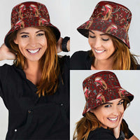 Oxblood Bird of Batik Papua Bucket Hat Exotic Natural Wealth of Papua LT9 - Polynesian Pride