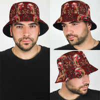 Oxblood Bird of Batik Papua Bucket Hat Exotic Natural Wealth of Papua LT9 - Polynesian Pride