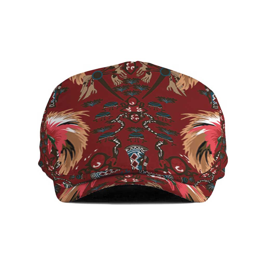 Oxblood Bird of Batik Papua Jeff Hat Exotic Natural Wealth of Papua LT9 Red - Polynesian Pride
