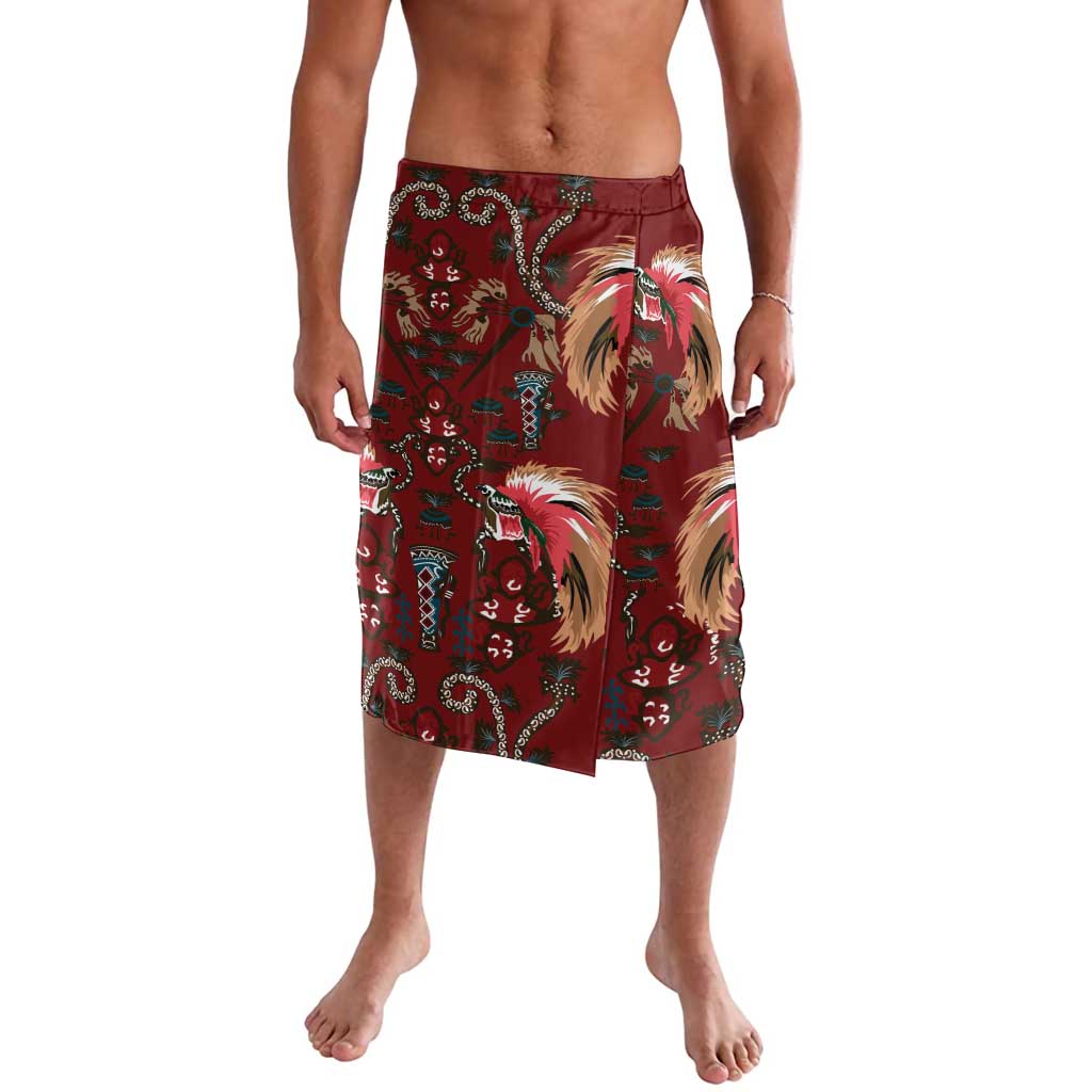 Oxblood Bird of Batik Papua Lavalava Exotic Natural Wealth of Papua LT9 Red - Polynesian Pride