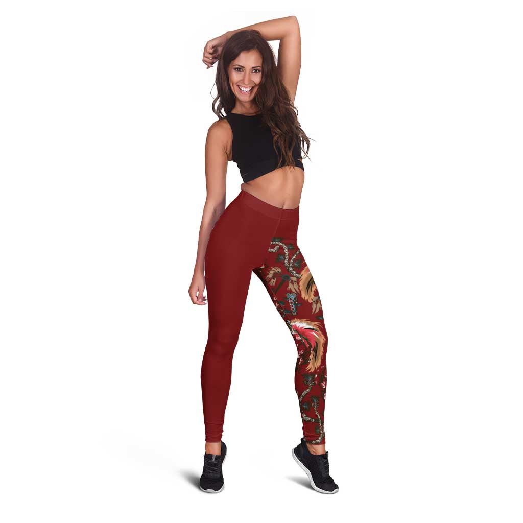 Oxblood Bird of Batik Papua Leggings Exotic Natural Wealth of Papua LT9 - Polynesian Pride