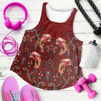 Oxblood Bird of Batik Papua Women Racerback Tank Exotic Natural Wealth of Papua LT9 Red - Polynesian Pride