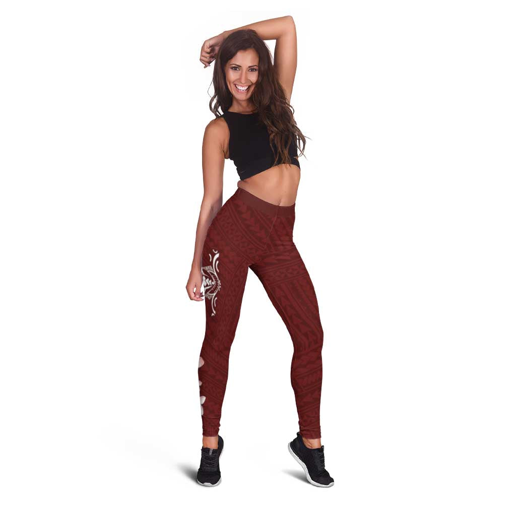 Oxblood Hawaii Leggings Hammerhead Shark Tattoo Curve Polynesian - Polynesian Pride