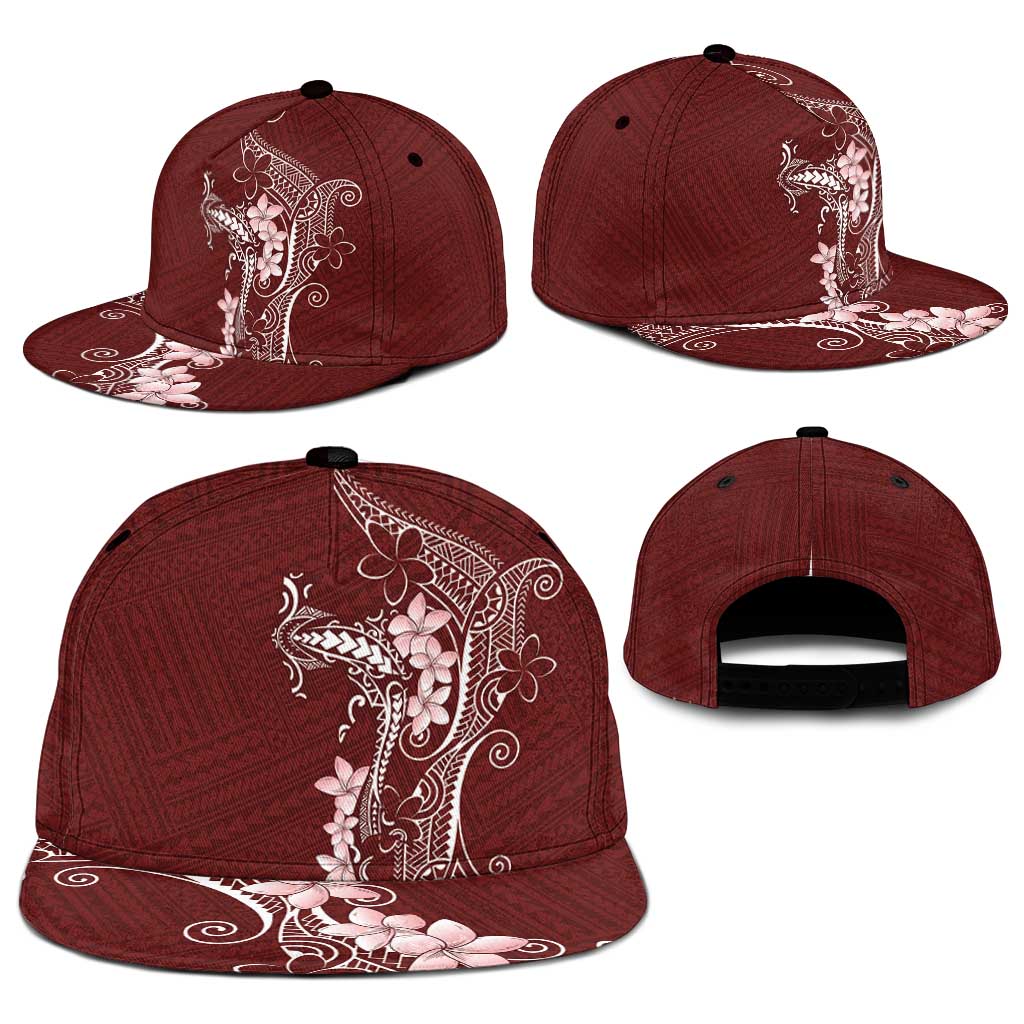 Oxblood Hawaii Snapback Cap Hammerhead Shark Tattoo Curve Polynesian LT14 - Polynesian Pride