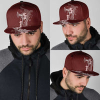 Oxblood Hawaii Snapback Cap Hammerhead Shark Tattoo Curve Polynesian LT14 - Polynesian Pride