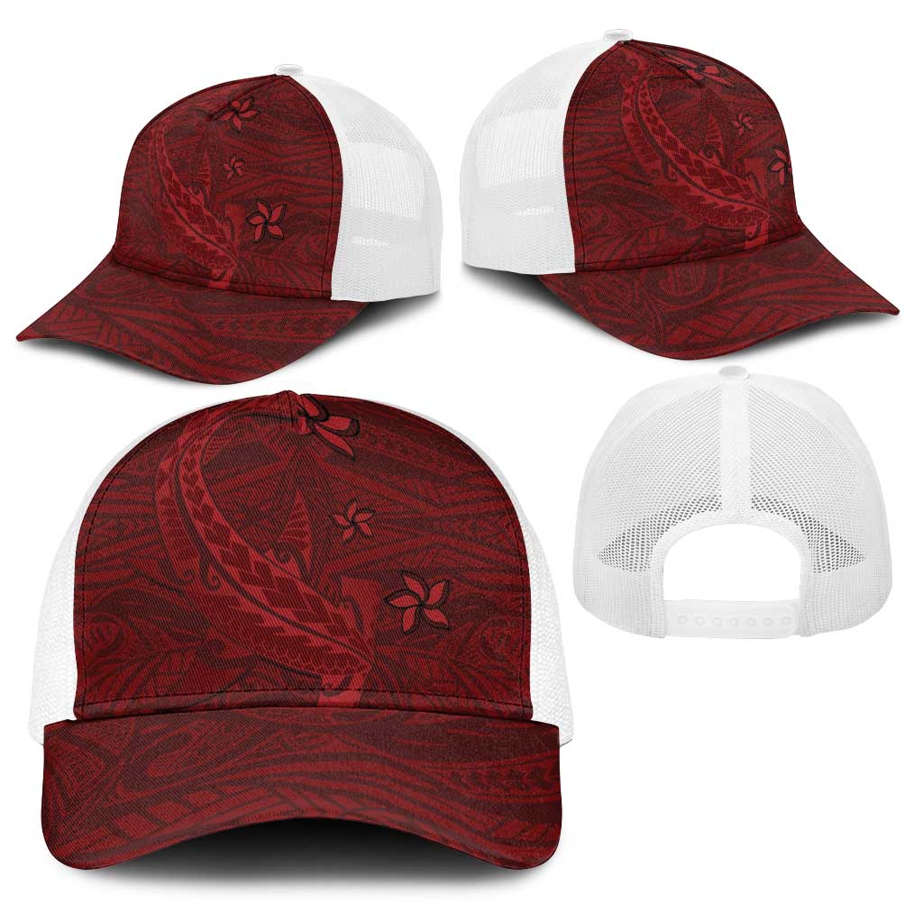 Oxblood Polynesia Baseball Net Cap Hawaiian Tribal Hammerhead Shark Tattoo - Polynesian Pride