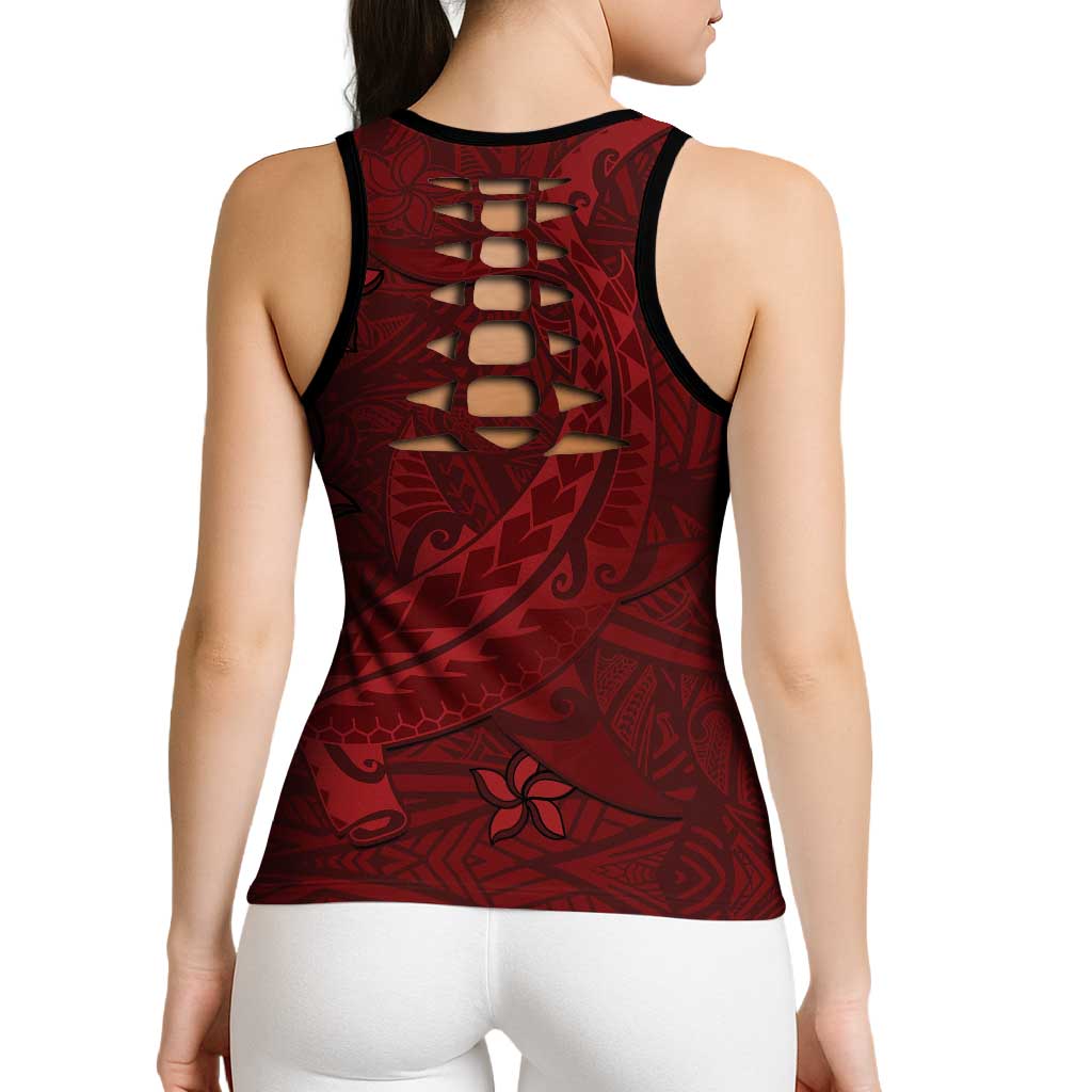 Oxblood Polynesia Hollow Tank Top Hawaiian Tribal Hammerhead Shark Tattoo - Polynesian Pride