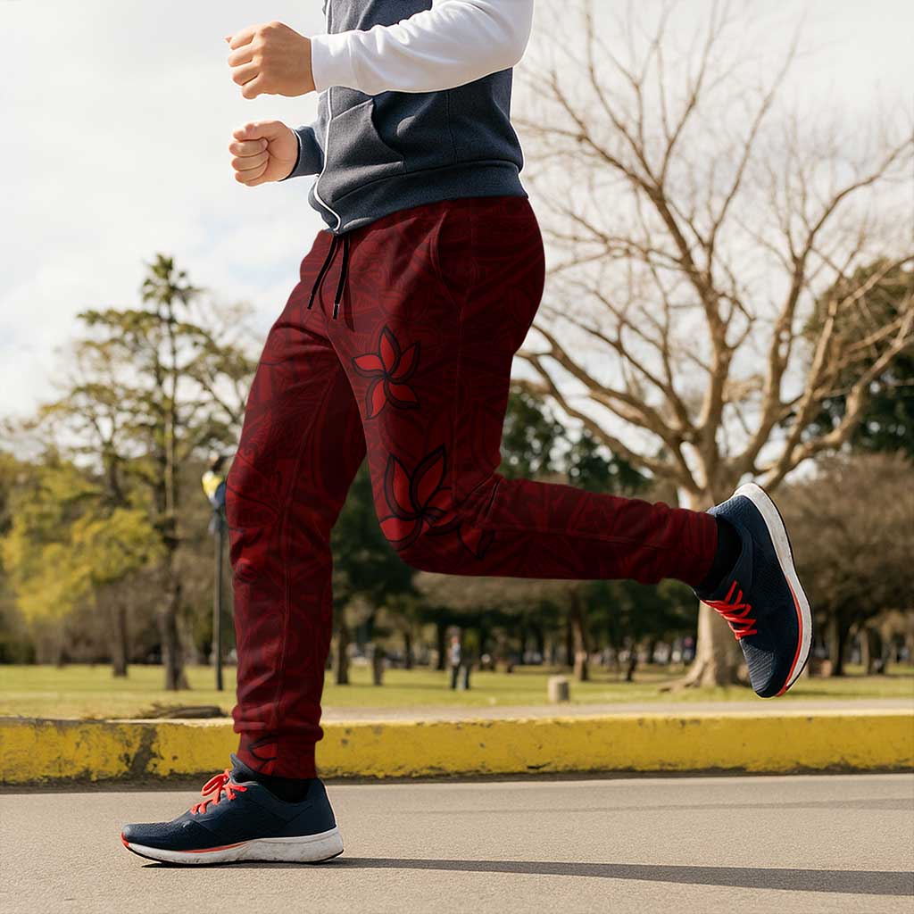 Oxblood Polynesia Jogger Pants Hawaiian Tribal Hammerhead Shark Tattoo - Polynesian Pride