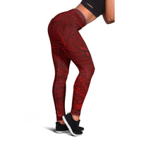 Oxblood Polynesia Leggings Hawaiian Tribal Hammerhead Shark Tattoo - Polynesian Pride