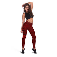 Oxblood Polynesia Leggings Hawaiian Tribal Hammerhead Shark Tattoo - Polynesian Pride