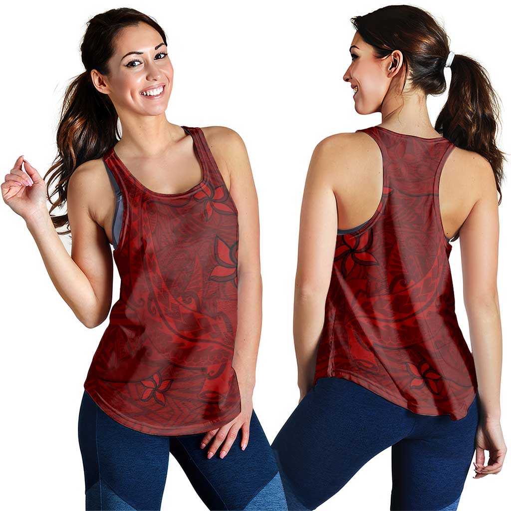 Oxblood Polynesia Women Racerback Tank Hawaiian Tribal Hammerhead Shark Tattoo - Polynesian Pride