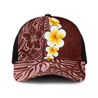 Oxblood Tropical Plumeria With Galaxy Polynesian Art Baseball Net Cap - Polynesian Pride