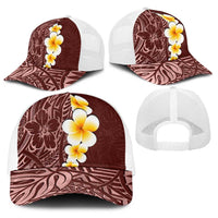 Oxblood Tropical Plumeria With Galaxy Polynesian Art Baseball Net Cap - Polynesian Pride
