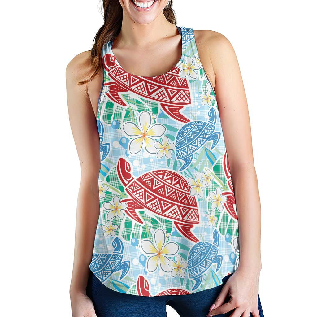 Palaka with Honu and Plumeria Women Racerback Tank Hawaiian Heritage Spirit LT9 - Polynesian Pride