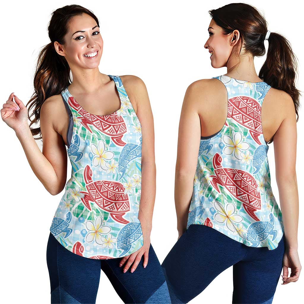 Palaka with Honu and Plumeria Women Racerback Tank Hawaiian Heritage Spirit LT9 - Polynesian Pride