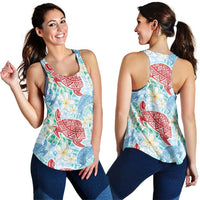 Palaka with Honu and Plumeria Women Racerback Tank Hawaiian Heritage Spirit LT9 - Polynesian Pride