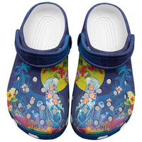 Palau Clogs Shoes Jellyfish with Coral Reefs Ocean Vibe and Tapa Pattern LT03 Blue - Polynesian Pride