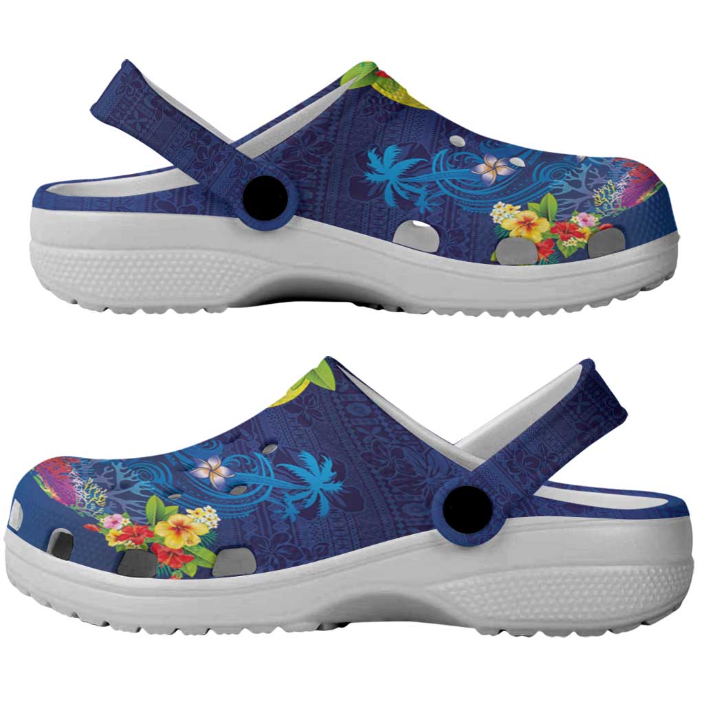 Palau Clogs Shoes Jellyfish with Coral Reefs Ocean Vibe and Tapa Pattern LT03 - Polynesian Pride