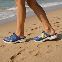 Palau Clogs Shoes Jellyfish with Coral Reefs Ocean Vibe and Tapa Pattern LT03 - Polynesian Pride